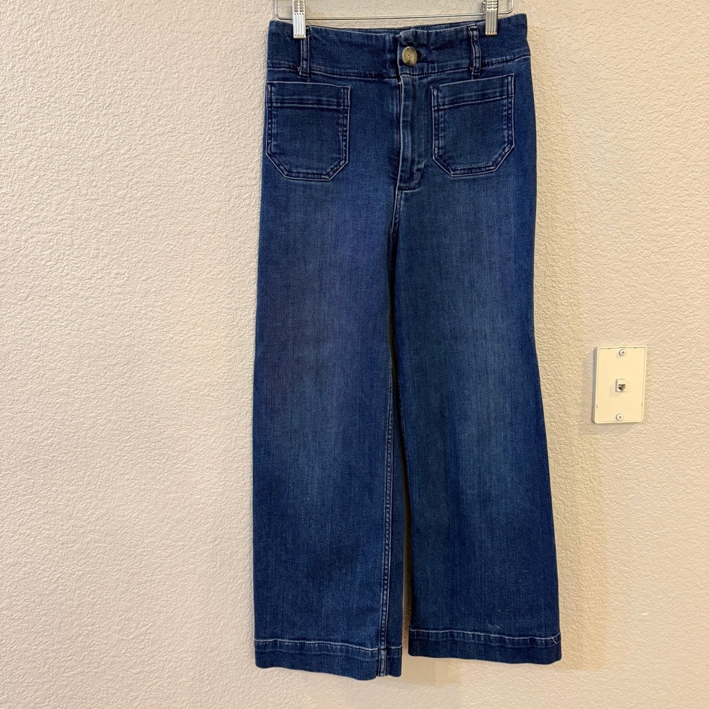 Pilcro Skipper26 Wide Leg Patch Pocket Denim Jeans Medium Wash 26x25